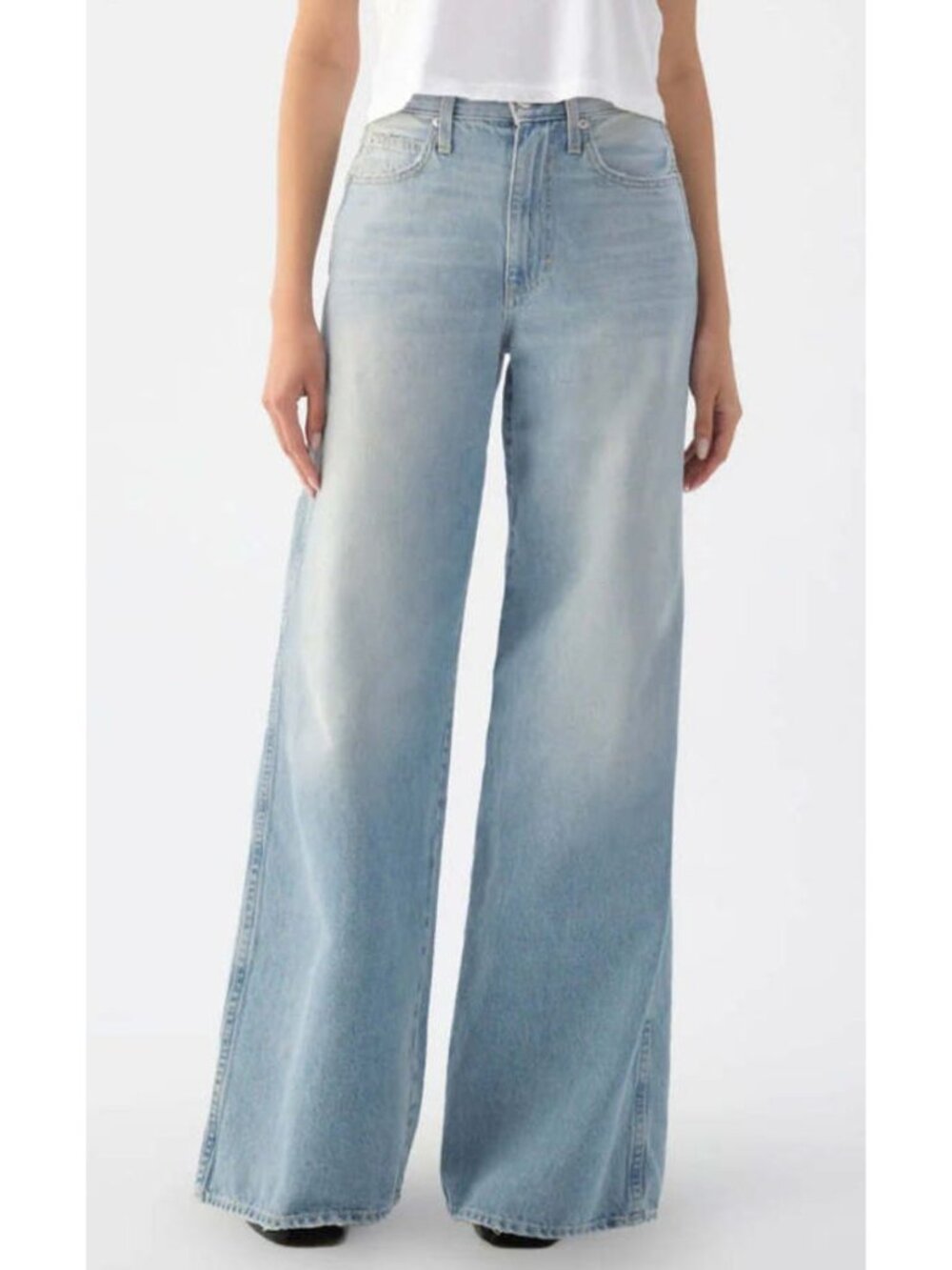 NWT AMO Denim Frida High Rise Wide Leg Honey Long Inseam Size 30